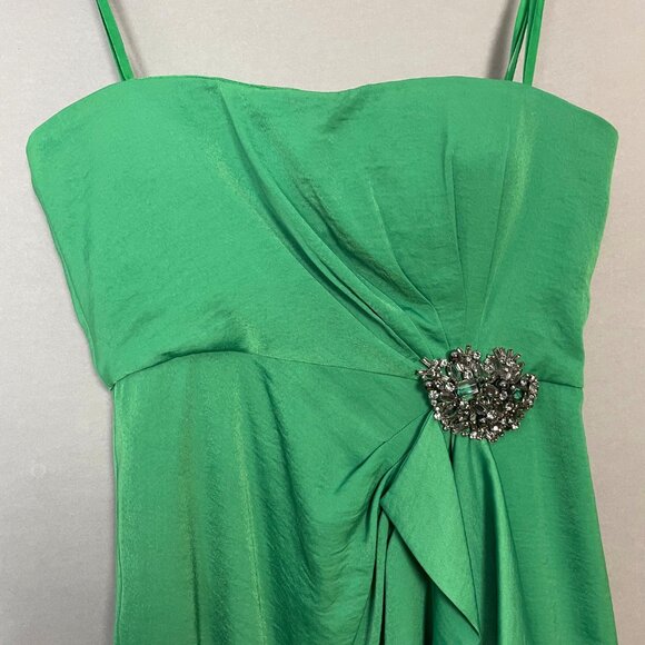 BCBGMaxAzria Strapless Dress Brooch Larre Kelly Green Sz 10 Cocktail Homecoming - Picture 5 of 16